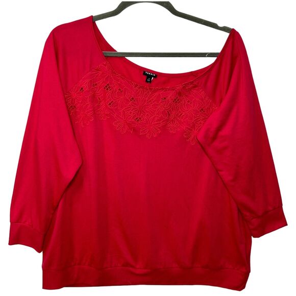 Torrid Off Shoulder Lightweight Embroidered Lace Top Red Women's Plus Size 3X - Picture 1 of 9